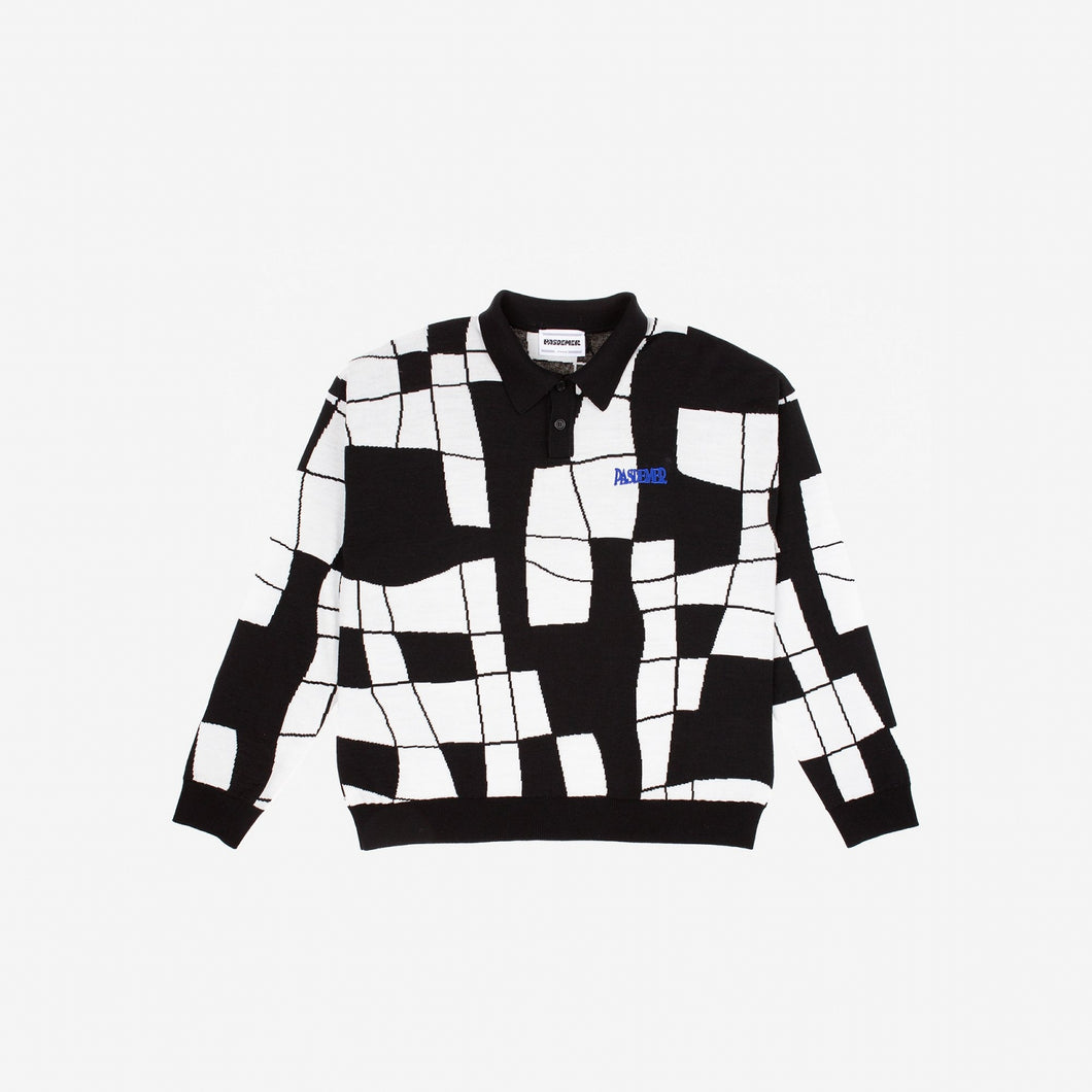 CROSSWORDS POLO KNIT ポロシャツ / WHITE/BLACK